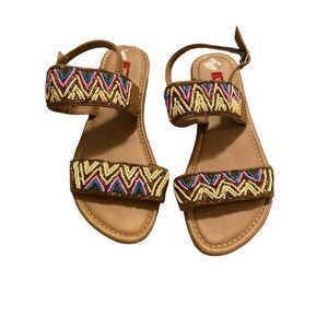 Union Bay Xtra-U Beaded Sandals Boho Shoes Bohemian Sz 6.5M Summer Coastal